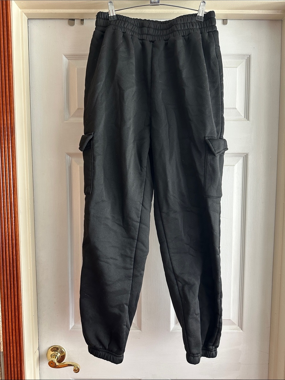 Women's Black Cargo Jogger Pants with Elastic Waist